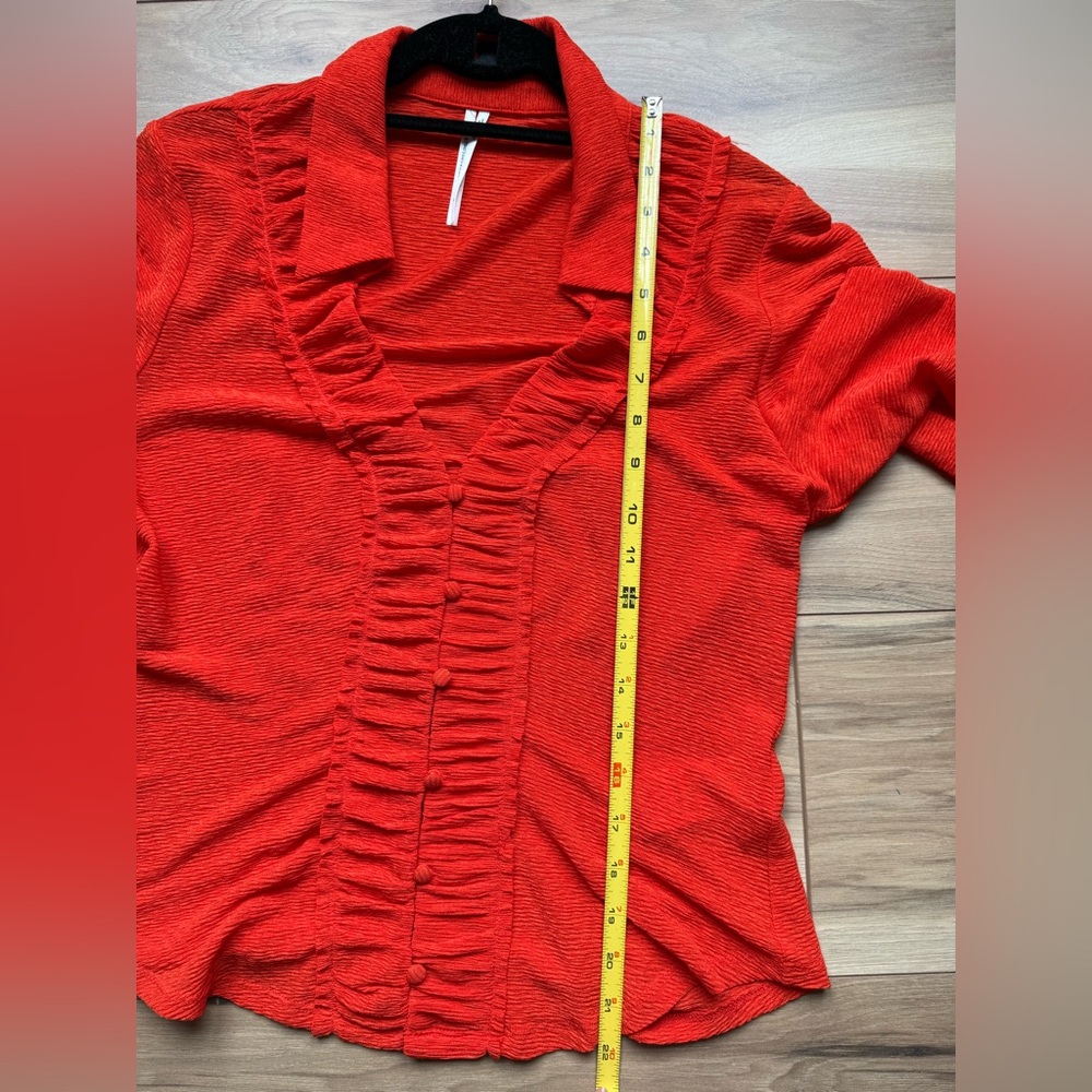 Anthropology orange red Women's Top - Picture 7 of 8